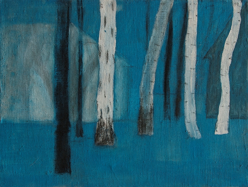 Aneta Posecka - Abisko, acryl, tekening op paneel, 38x29cm