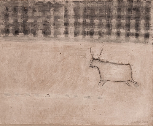 Aneta Posecka - Rendier, acryl op paneel, 20x16cm