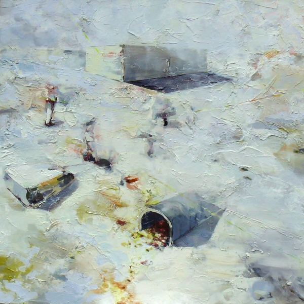 Ewa Maziarz - Wit landschap, olieverf op linnen