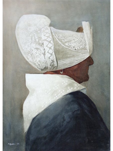Frank Zindler - Portret Volendamse, 48x64cm