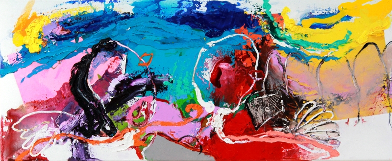 Martin van Dijk - Naar Lafranc, acryl op linnen, 50x120cm