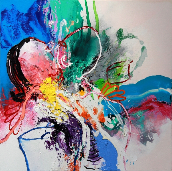 Martin van Dijk - Naar zee, acryl op linnen, 80x80cm