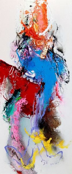 Martin van Dijk - Op reis, acryl op linnen, 60x140cm