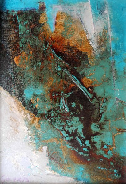 Sietse Goverts - Turquois-mixed-media-30x25cm