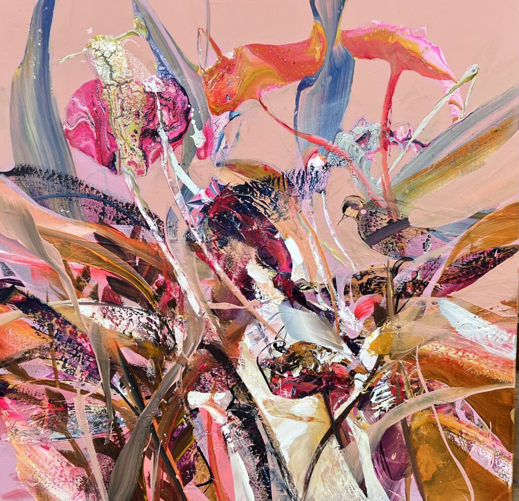 Peter Meijer - Flowers and Birds IV 100x100cm